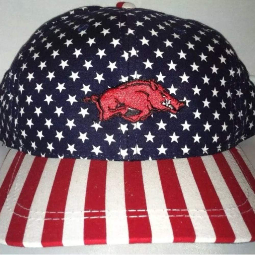 Vintage Arkansas Razorbacks Snapback hat cap made in usa NCAA american flag